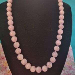 Kunzite Bead Necklace in Sterling Silver Magnetic Clasp